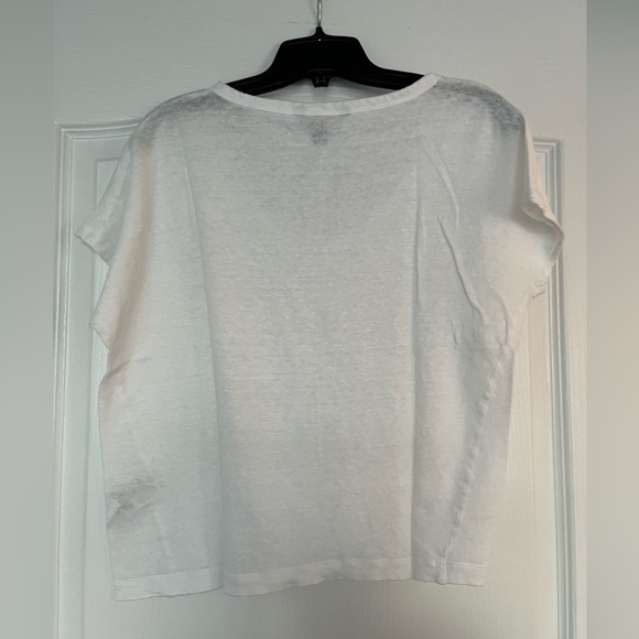 Banana Republic white linen drop shoulder scoop neck t-shirt - Picture 2 of 3